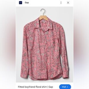 GAP Pink Floral Button-Down Top | Size XL